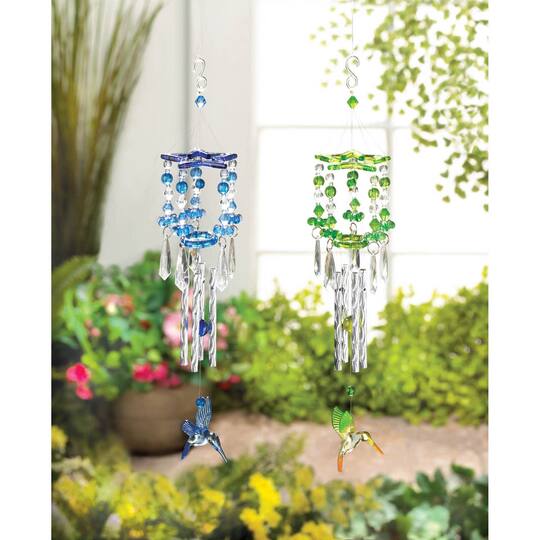 13" Green Hummingbird Wind Chimes